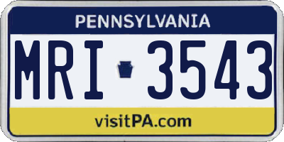 PA license plate MRI3543