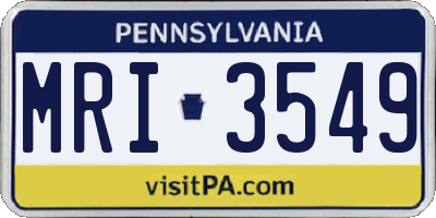 PA license plate MRI3549