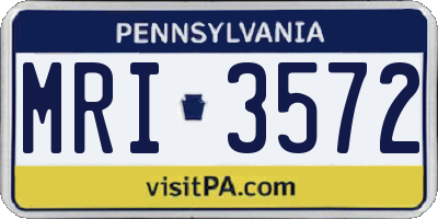 PA license plate MRI3572