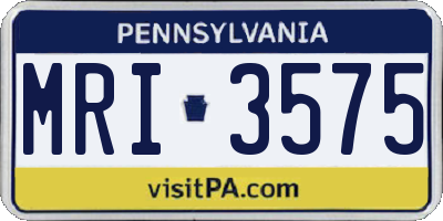 PA license plate MRI3575