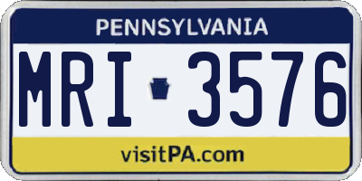 PA license plate MRI3576
