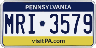 PA license plate MRI3579