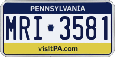 PA license plate MRI3581