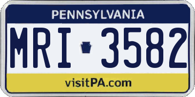 PA license plate MRI3582