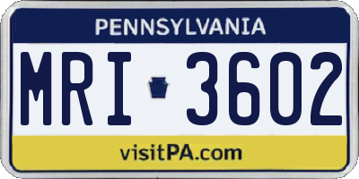 PA license plate MRI3602