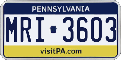 PA license plate MRI3603