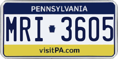 PA license plate MRI3605