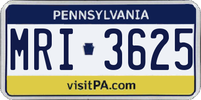 PA license plate MRI3625