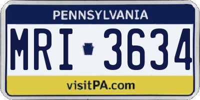 PA license plate MRI3634