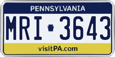 PA license plate MRI3643