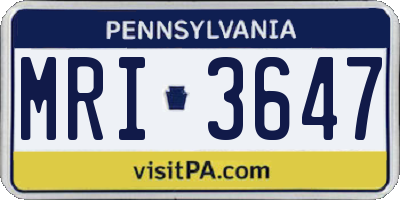 PA license plate MRI3647