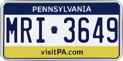 PA license plate MRI3649