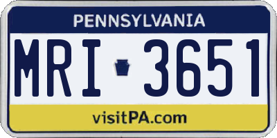 PA license plate MRI3651