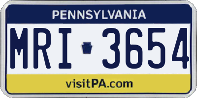 PA license plate MRI3654