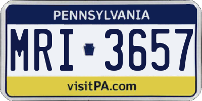 PA license plate MRI3657