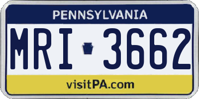 PA license plate MRI3662