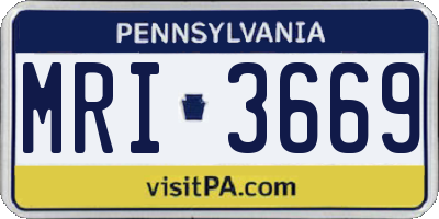PA license plate MRI3669