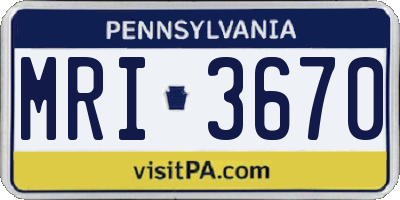 PA license plate MRI3670