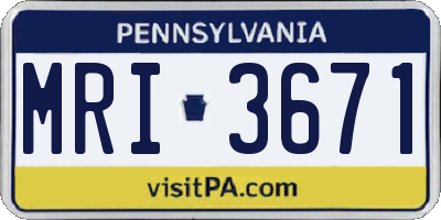 PA license plate MRI3671