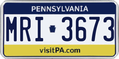 PA license plate MRI3673