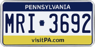 PA license plate MRI3692