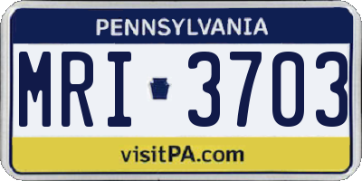 PA license plate MRI3703