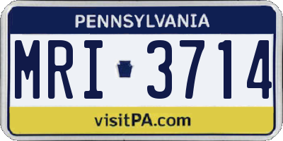PA license plate MRI3714