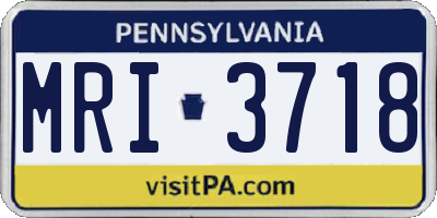 PA license plate MRI3718