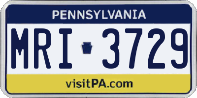 PA license plate MRI3729