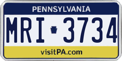 PA license plate MRI3734