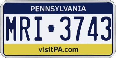 PA license plate MRI3743