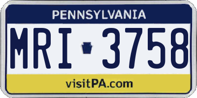 PA license plate MRI3758
