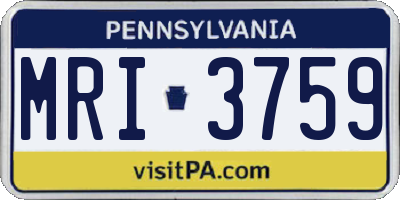 PA license plate MRI3759