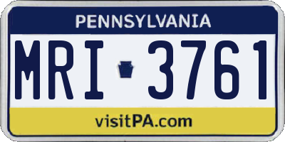 PA license plate MRI3761