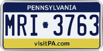 PA license plate MRI3763
