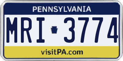 PA license plate MRI3774