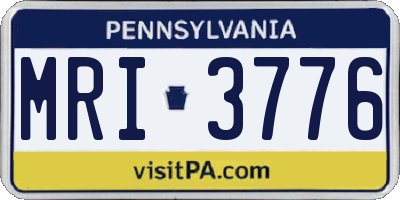 PA license plate MRI3776