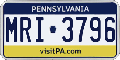 PA license plate MRI3796