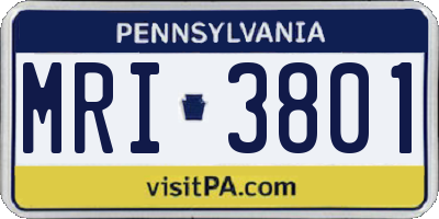 PA license plate MRI3801