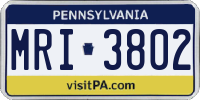 PA license plate MRI3802