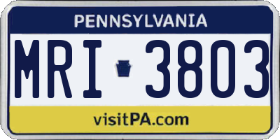 PA license plate MRI3803
