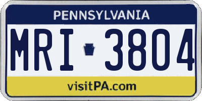 PA license plate MRI3804