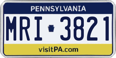 PA license plate MRI3821
