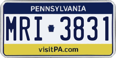 PA license plate MRI3831