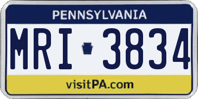 PA license plate MRI3834