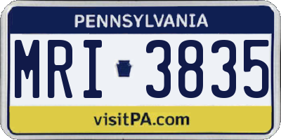 PA license plate MRI3835