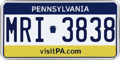 PA license plate MRI3838