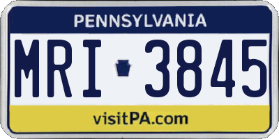 PA license plate MRI3845