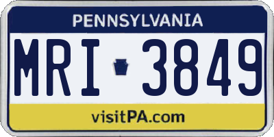 PA license plate MRI3849