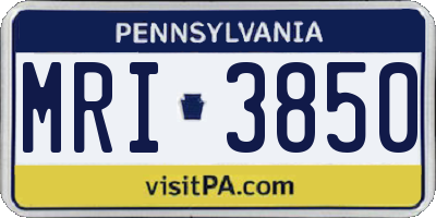 PA license plate MRI3850